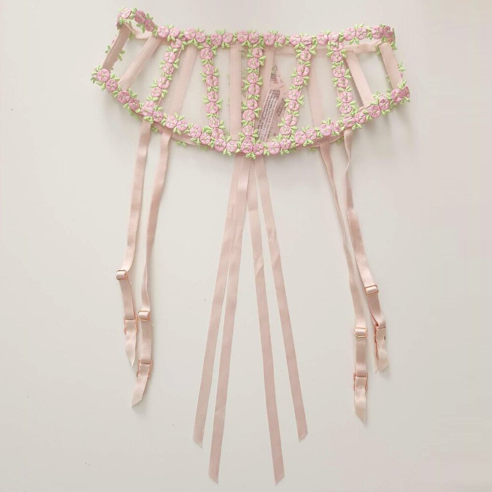 Victoria’s Secret Dream Angels Rosebud Bra 34B Garter XS Panty M Set b85 - Picture 9 of 13